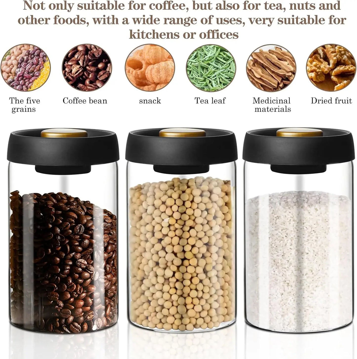 Vacuüm verzegelde pot voor droge opslag in uw keuken.