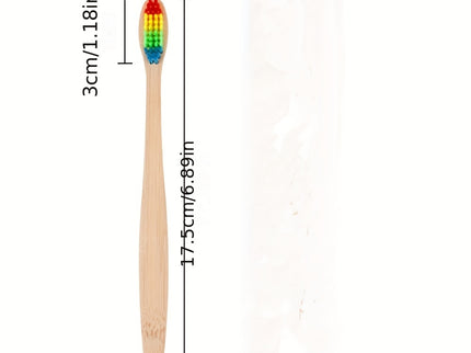 Set van 10 multicolor bamboe tandenborstels met zachte haren.