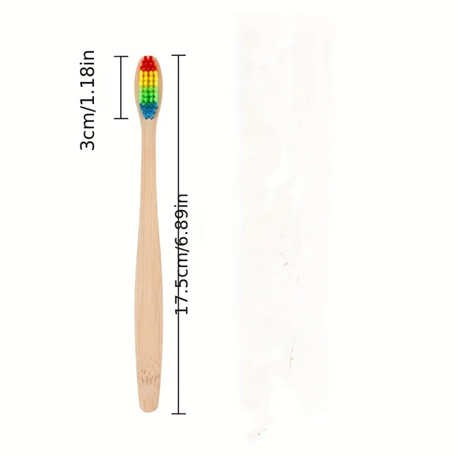 Set van 10 multicolor bamboe tandenborstels met zachte haren. - Richards-Specials-Store.com