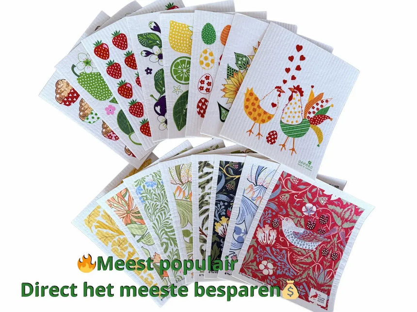 16-pak Zweedse vaatdoeken (Swedish Dishcloths) William Morris & Anneko