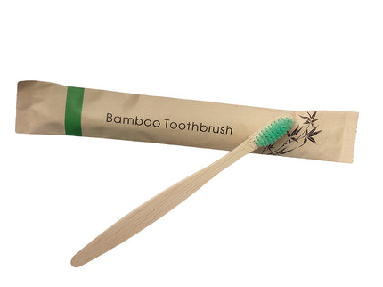 Set van 10 multicolor bamboe tandenborstels met zachte haren.