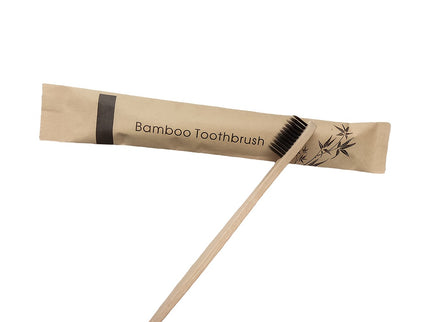 Set van 10 multicolor bamboe tandenborstels met zachte haren.