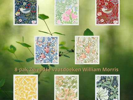 8-pak Zweedse vaatdoeken William Morris