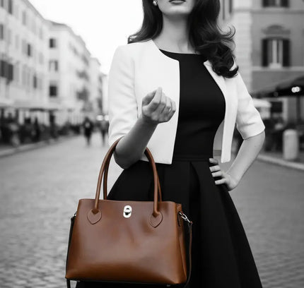 Lucia | Italiaans volnerfleren hand/schoudertas voor dames
