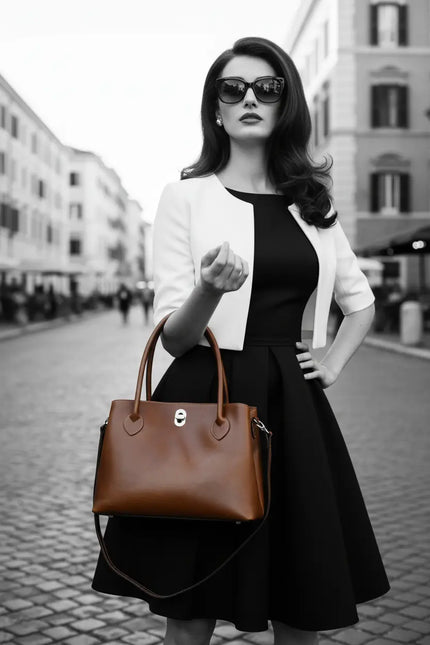 Lucia | Italiaans volnerfleren hand/schoudertas voor dames