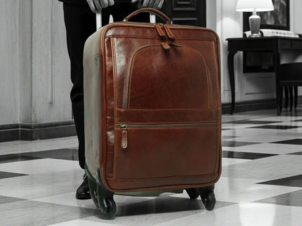 Dario | Elegante Trolley-koffer van rundleer - Bruin