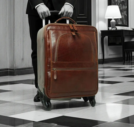 Dario | Elegante Trolley-koffer van rundleer - Bruin