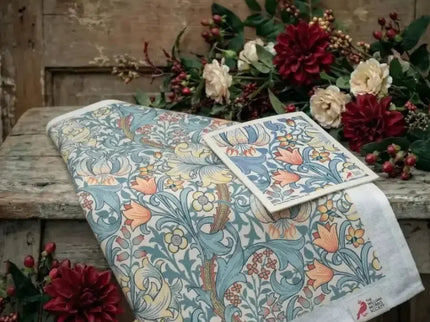 Kadoset William Morris Golden Lilly Blue | Vaatdoek + Halflinnen Theedoek