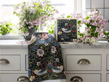Kadoset William Morris Strawberry Thief Blue | Vaatdoek + Halflinnen Theedoek