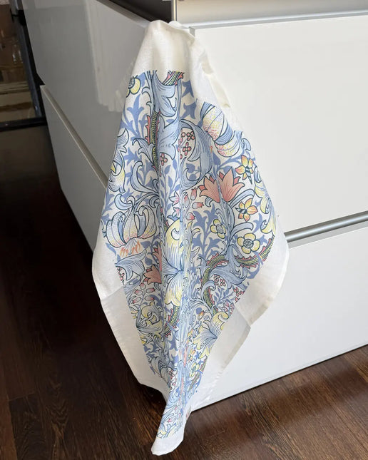 Halflinnen Theedoek William Morris Golden Lilly Blue