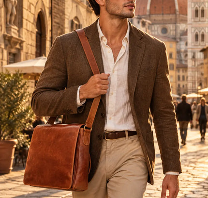 Fabrizio | Italiaans volnerf leren messenger tas