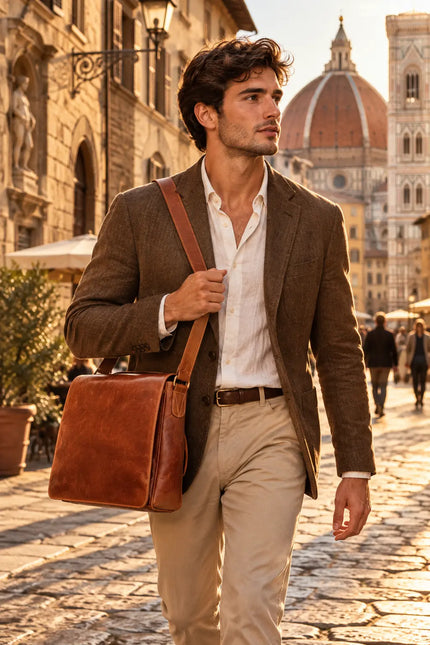 Fabrizio | Italiaans volnerf leren messenger tas