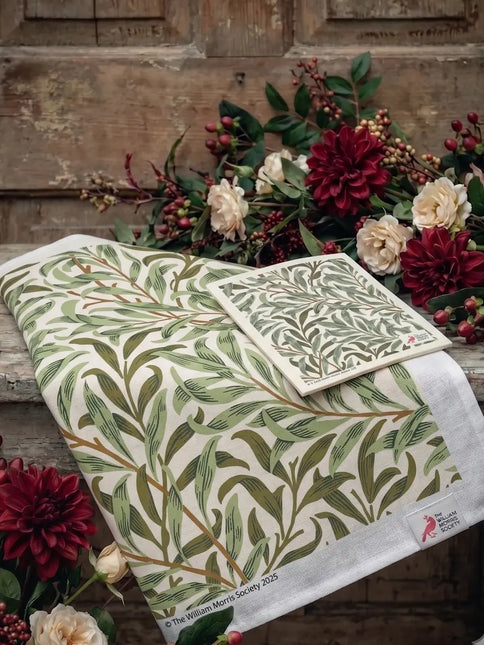 Kadoset William Morris Willow Bough | Vaatdoek + Halflinnen Theedoek