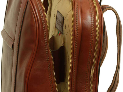 Lucca | Laptoprugzak van Italiaans volnerfleer met trolley strap
