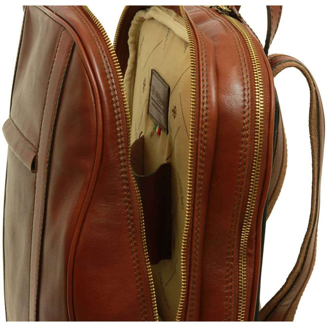 Lucca | Laptoprugzak van Italiaans volnerfleer met trolley strap