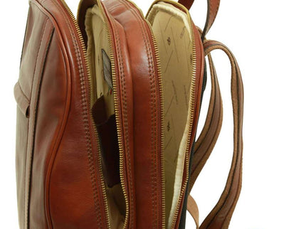 Lucca | Laptoprugzak van Italiaans volnerfleer met trolley strap