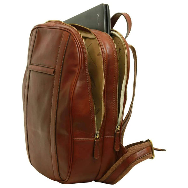 Lucca | Laptoprugzak van Italiaans volnerfleer met trolley strap