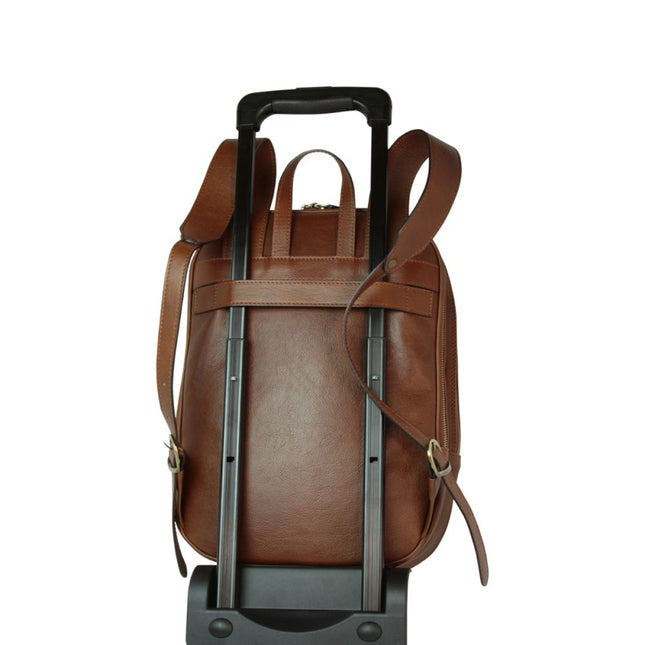 Lucca | Laptoprugzak van Italiaans volnerfleer met trolley strap