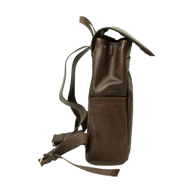 Lerenlaptoprugzakmettrolleyband-Donkerbruinzijkant - Richards-Specials-Store.com