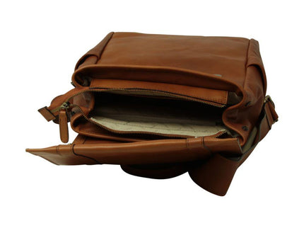 Lerenlaptoprugzakmettrolleyband-Goldbinnenkant - Richards-Specials-Store.com