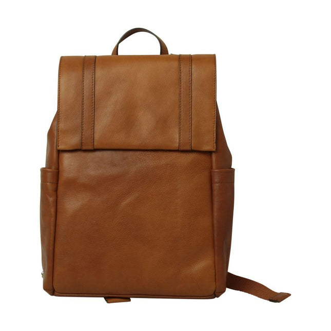 Lerenlaptoprugzakmettrolleyband-Goldvoorkant - Richards-Specials-Store.com
