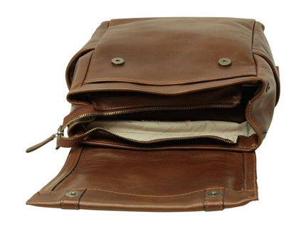 Lerenlaptoprugzakmettrolleyband-Kastanjebruinbinnenkant - Richards-Specials-Store.com