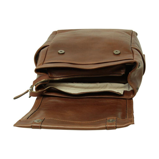 Lerenlaptoprugzakmettrolleyband-Kastanjebruinbinnenkant - Richards-Specials-Store.com