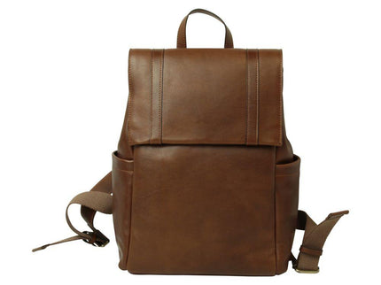 Lerenlaptoprugzakmettrolleyband-Kastanjebruinvoorkant - Richards-Specials-Store.com