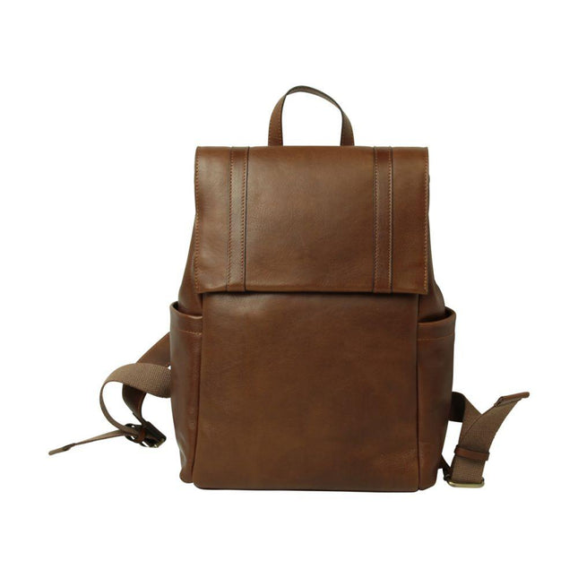 Lerenlaptoprugzakmettrolleyband-Kastanjebruinvoorkant - Richards-Specials-Store.com