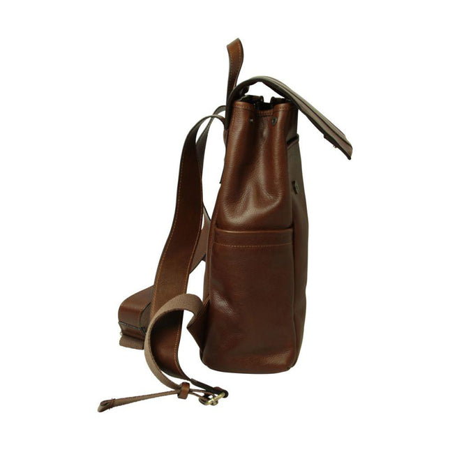 Lerenlaptoprugzakmettrolleyband-Kastanjebruinzijkant - Richards-Specials-Store.com