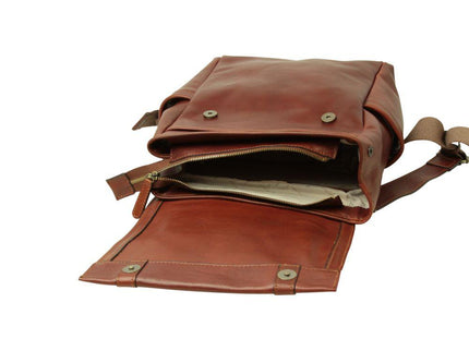 Lerenlaptoprugzakmettrolleyband-Mahonybinnenkant - Richards-Specials-Store.com