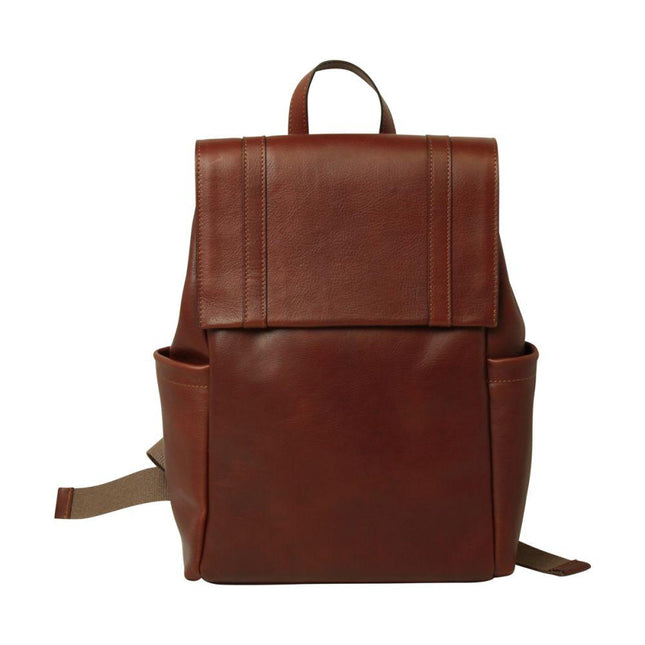 Lerenlaptoprugzakmettrolleyband-Mahonyvoorkant2 - Richards-Specials-Store.com