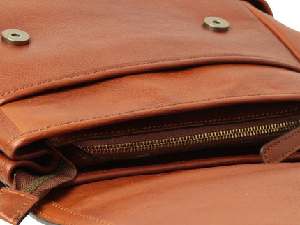 Lerenlaptoprugzakmettrolleyband-Teakbinnenkant - Richards-Specials-Store.com