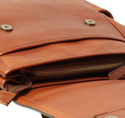Lerenlaptoprugzakmettrolleyband-Teakbinnenkant - Richards-Specials-Store.com