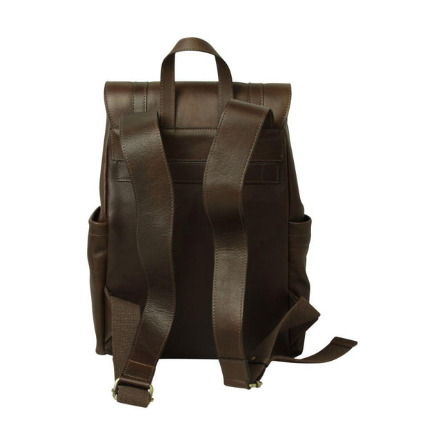 Lerenlaptoprugzakmettrolleyband-donkerbruinachterkant - Richards-Specials-Store.com