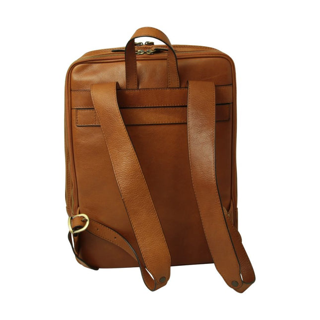 Genua | Compacte Italiaans volnerf leren rugtas met trolley strap