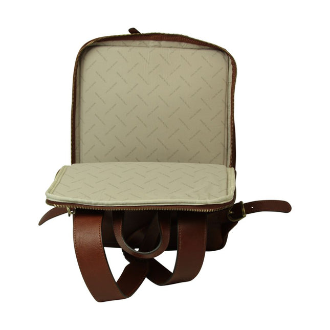 Genua | Compacte Italiaans volnerf leren rugtas met trolley strap