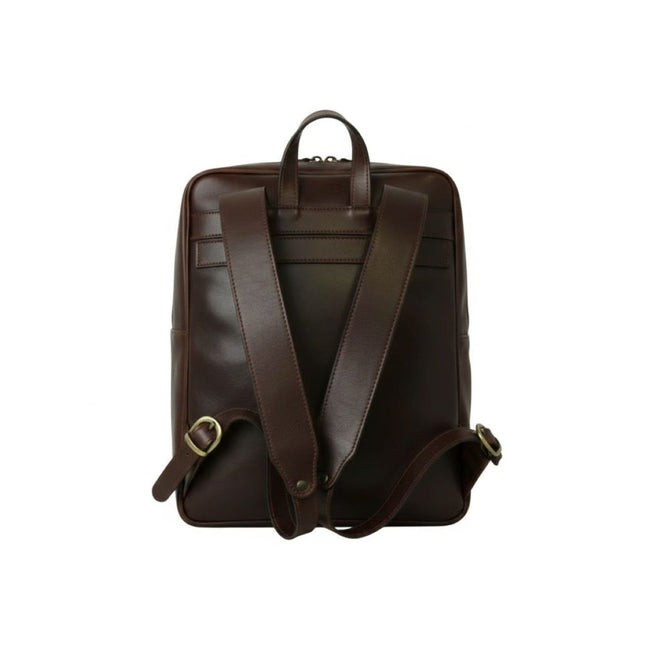 Genua | Compacte Italiaans volnerf leren rugtas met trolley strap