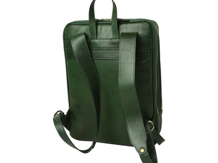 Genua | Compacte Italiaans volnerf leren rugtas met trolley strap