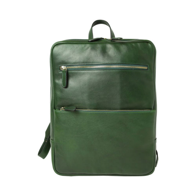 Genua | Compacte Italiaans volnerf leren rugtas met trolley strap