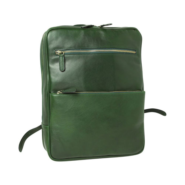 Genua | Compacte Italiaans volnerf leren rugtas met trolley strap