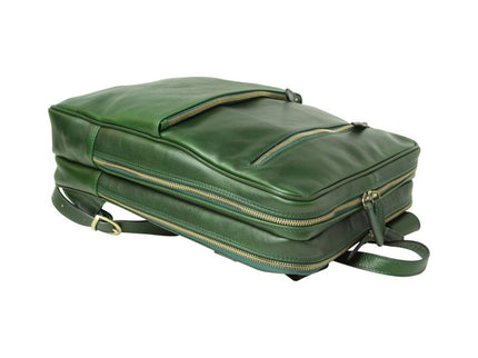 Genua | Compacte Italiaans volnerf leren rugtas met trolley strap