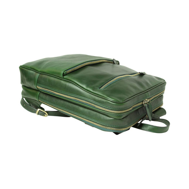 Genua | Compacte Italiaans volnerf leren rugtas met trolley strap