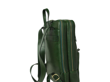 Genua | Compacte Italiaans volnerf leren rugtas met trolley strap