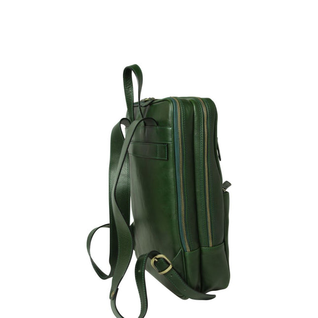 Genua | Compacte Italiaans volnerf leren rugtas met trolley strap