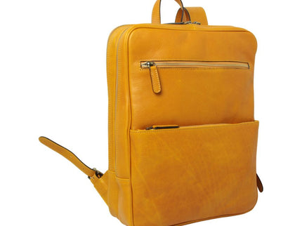 Genua | Compacte Italiaans volnerf leren rugtas met trolley strap