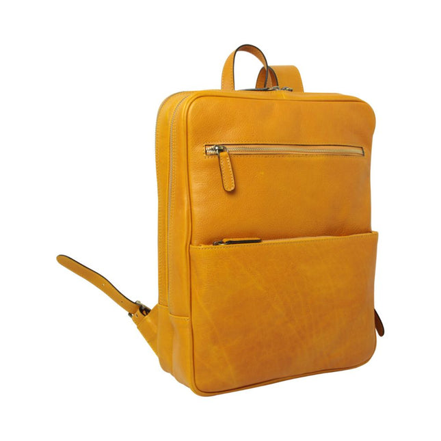 Genua | Compacte Italiaans volnerf leren rugtas met trolley strap