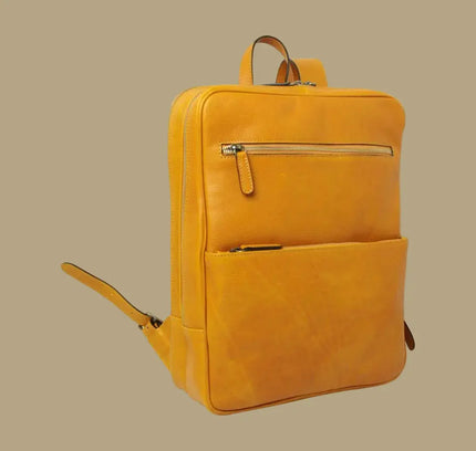 Genua | Compacte Italiaans volnerf leren rugtas met trolley strap