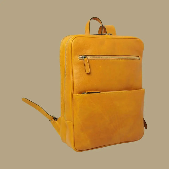 Genua | Compacte Italiaans volnerf leren rugtas met trolley strap