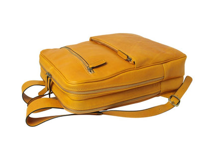 Genua | Compacte Italiaans volnerf leren rugtas met trolley strap